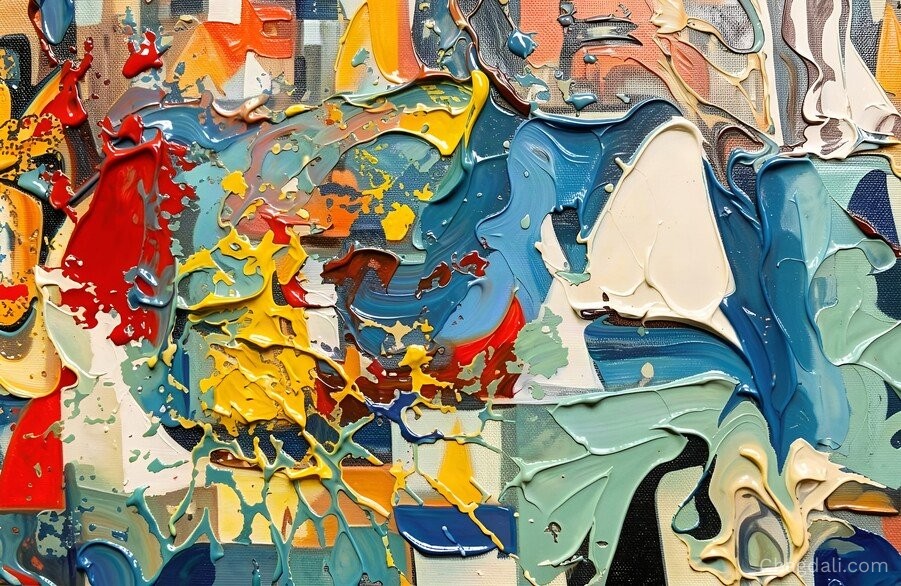 Chromatic Cascade — Bold Color Waves in Abstract Impasto Art