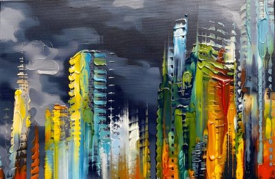 Elektrische Skyline im Sturm