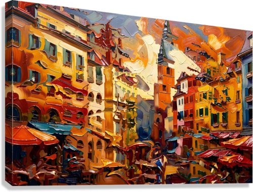 Bell Tower Bazaar — Where the campanile watches over the awnings, fine art print