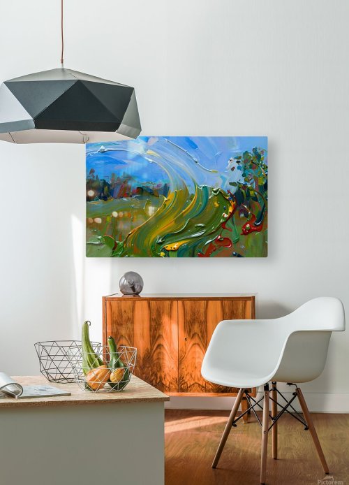 Tanzende Wiese – Abstraktes Landschaftsbild in Impasto-Optik, Kunstdruck