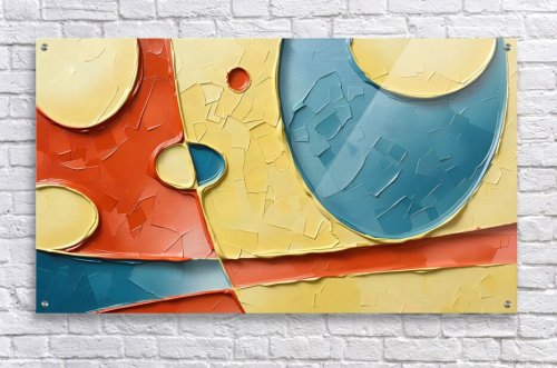 Fractured Bloom – Vermilion and Blue Abstract Art, fine art print