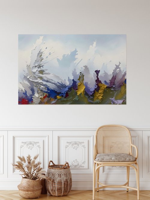 La Naturaleza Furiosa — Paisaje abstracto turbulento con profundidades tormentosas, lámina de arte