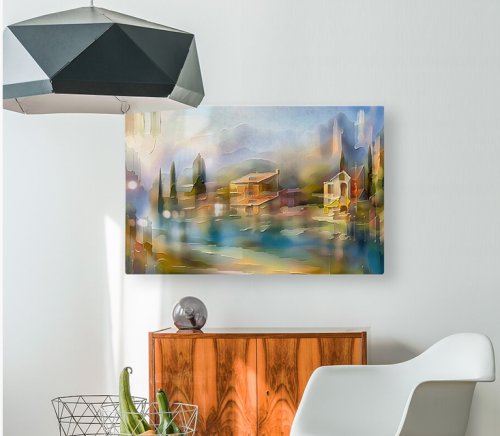 Tuscan Serenity – Water Garden with Cypress Trees, fine art print